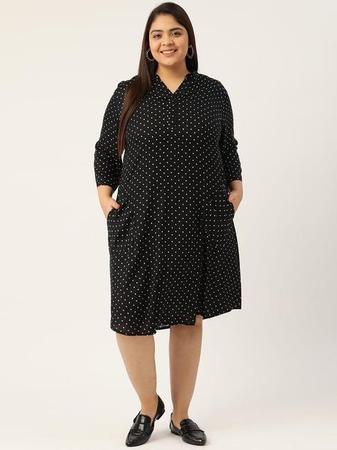 therebelinme black printed a-line dress