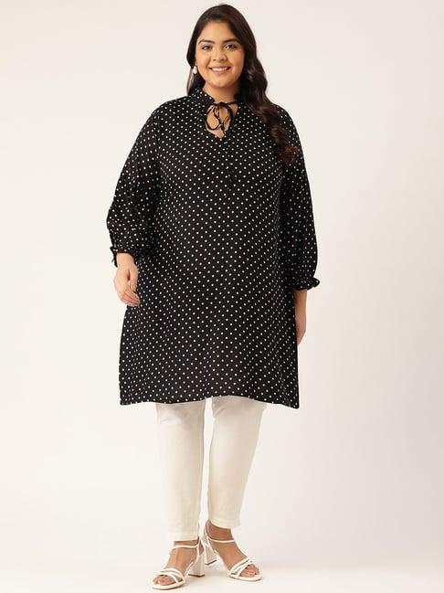 therebelinme black printed a-line tunic