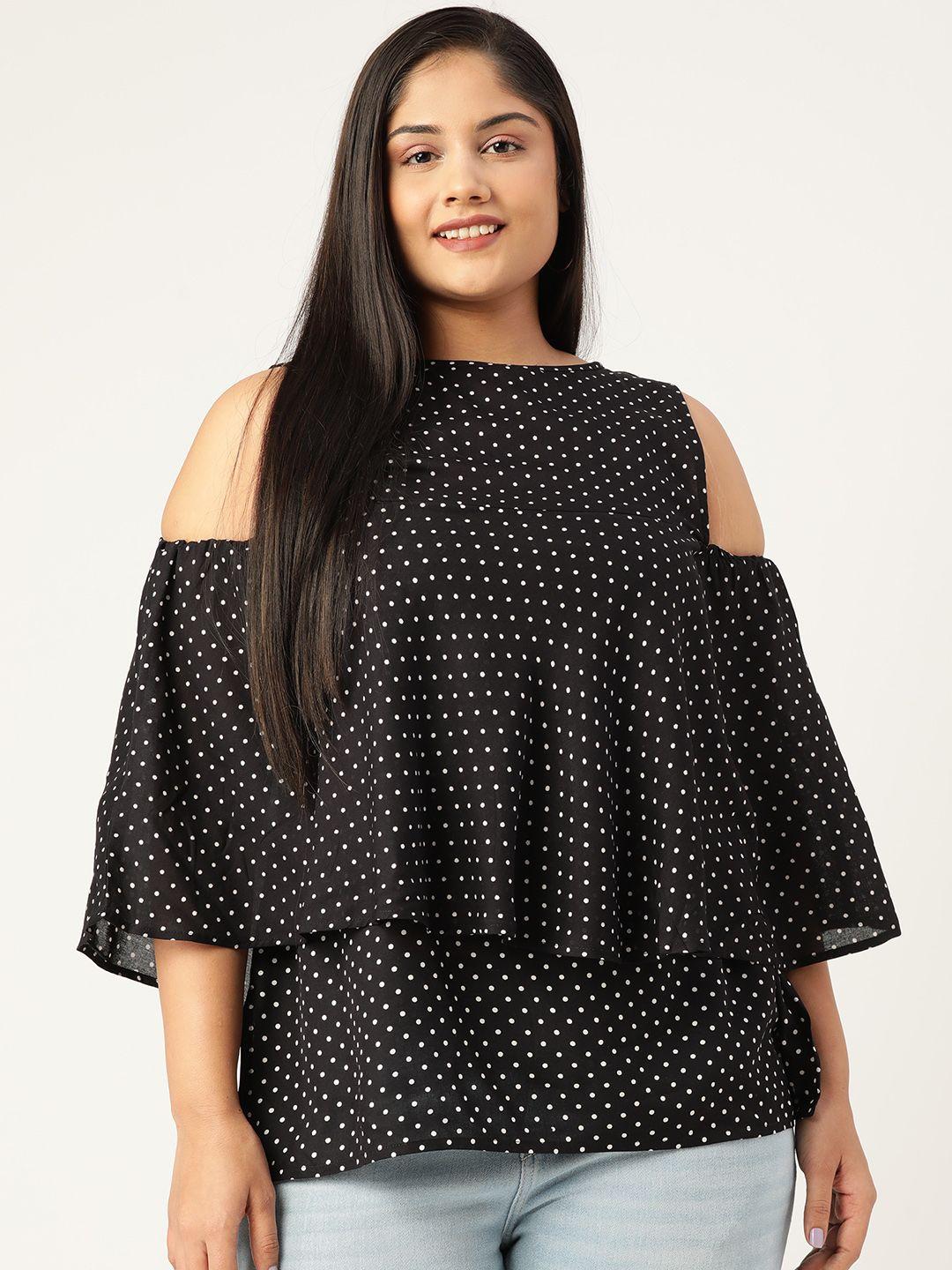 therebelinme black printed layered plus size top