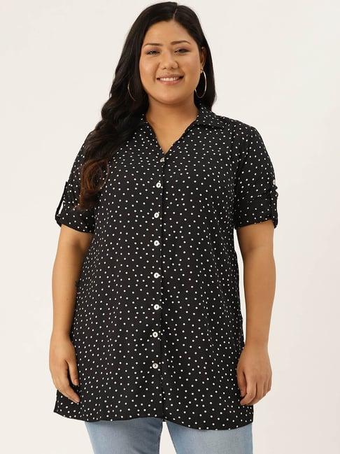 therebelinme black printed regular fit shirt