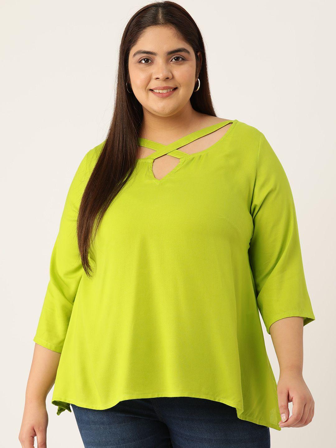 therebelinme green keyhole neck top