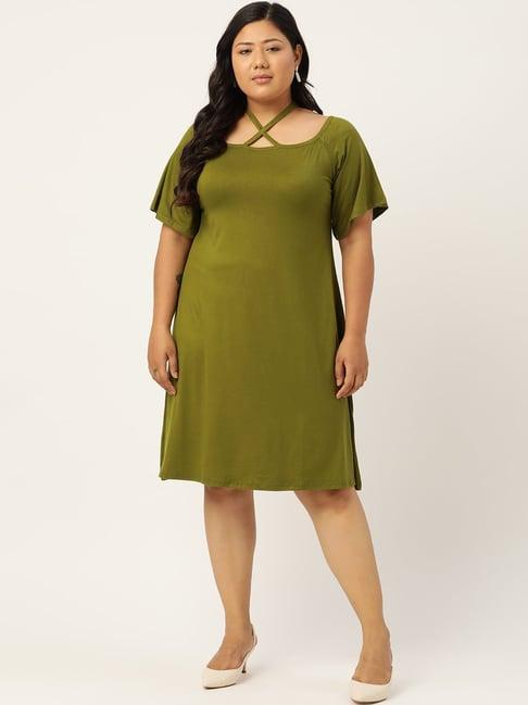 therebelinme green midi a-line dress