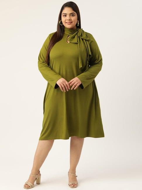 therebelinme green midi a-line dress