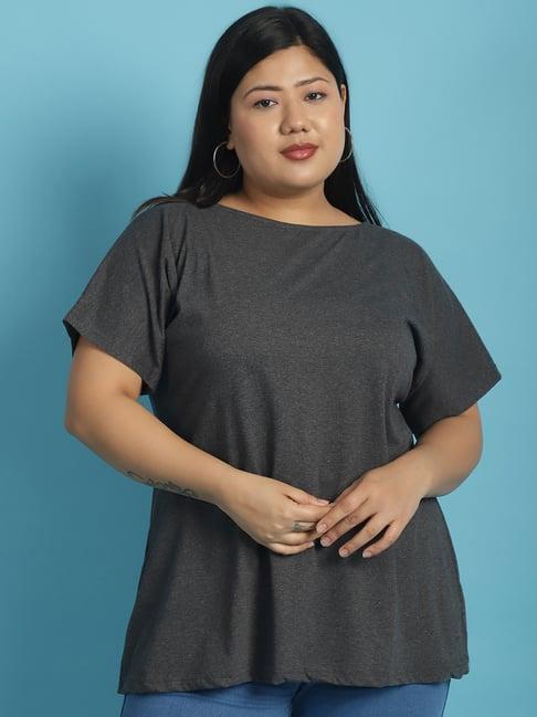 therebelinme grey cotton plus size t-shirt