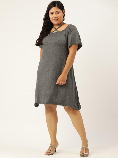 therebelinme grey midi a-line dress