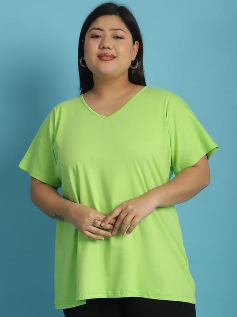 therebelinme light green cotton plus size t-shirt