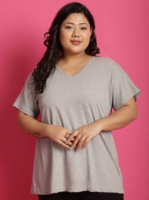 therebelinme light grey cotton plus size t-shirt