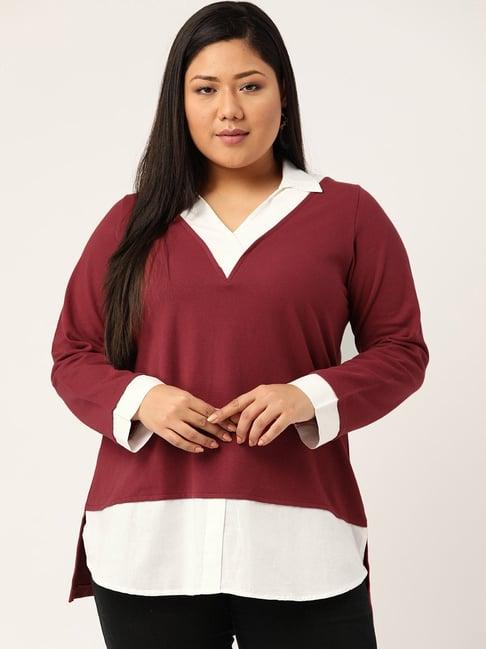 therebelinme maroon & white a-line top