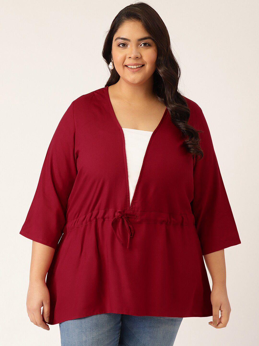 therebelinme maroon cinched waist top