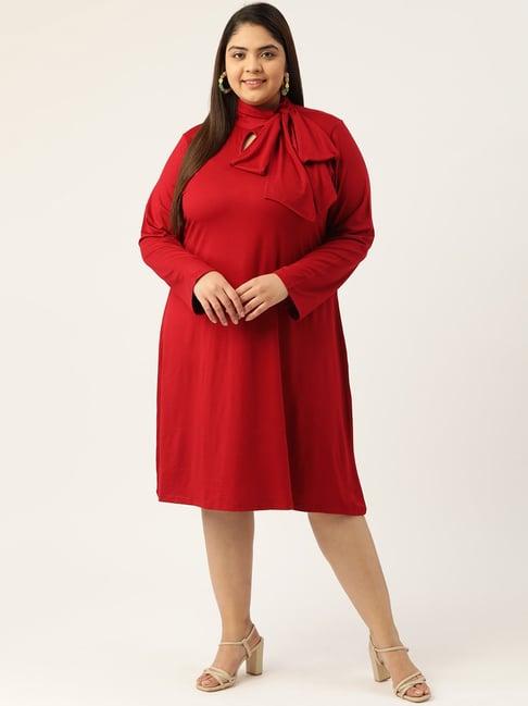 therebelinme maroon midi a-line dress