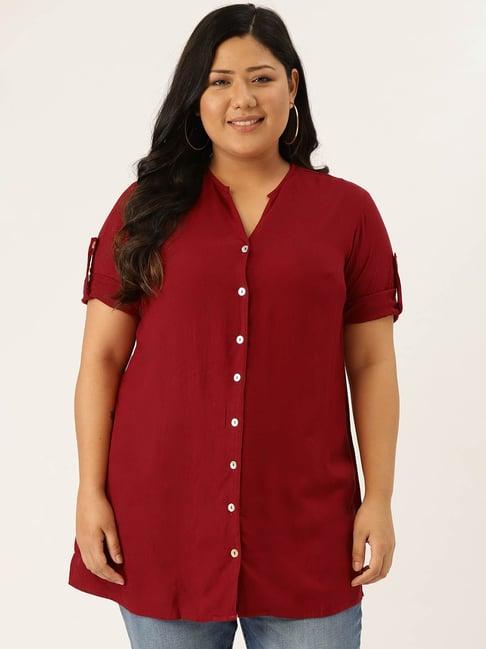 therebelinme maroon regular fit shirt