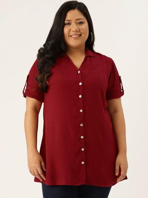 therebelinme maroon regular fit shirt