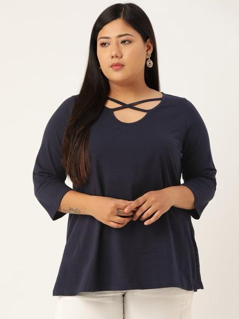 therebelinme navy a-line top