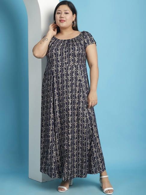 therebelinme navy floral print maxi dress