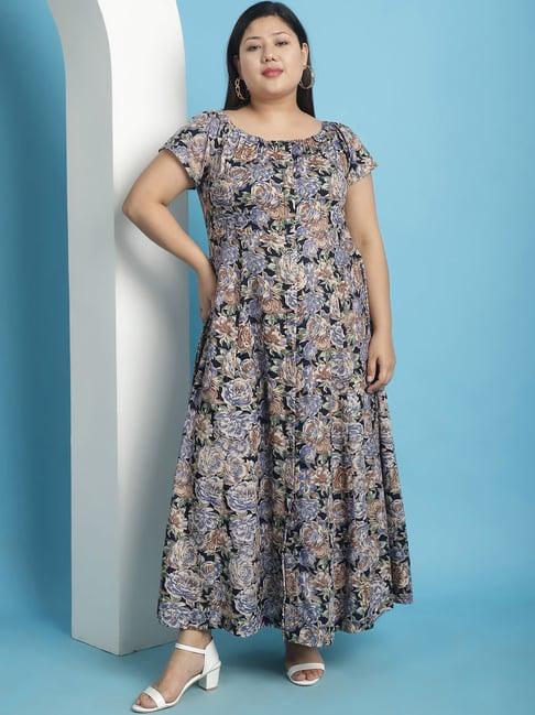 therebelinme navy floral print maxi dress