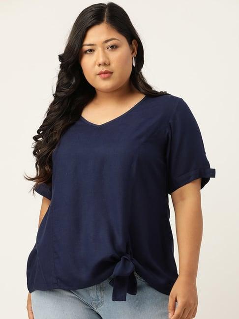 therebelinme navy v-neck top