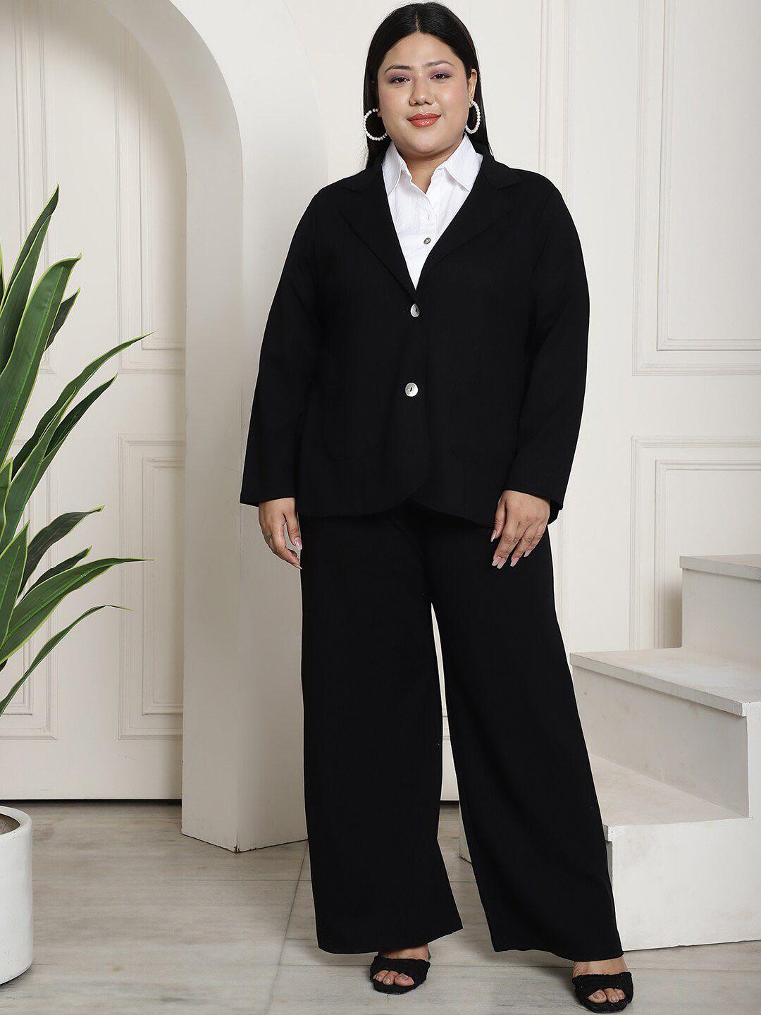 therebelinme notched lapel collar neck coat with wide leg trousers co-ords