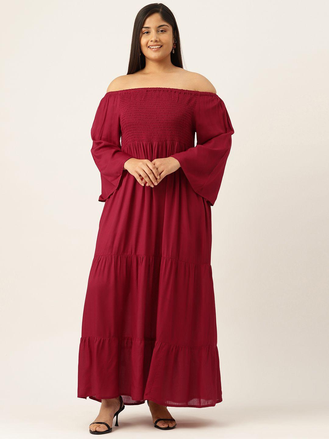 therebelinme off-shoulder fit & flare midi dress