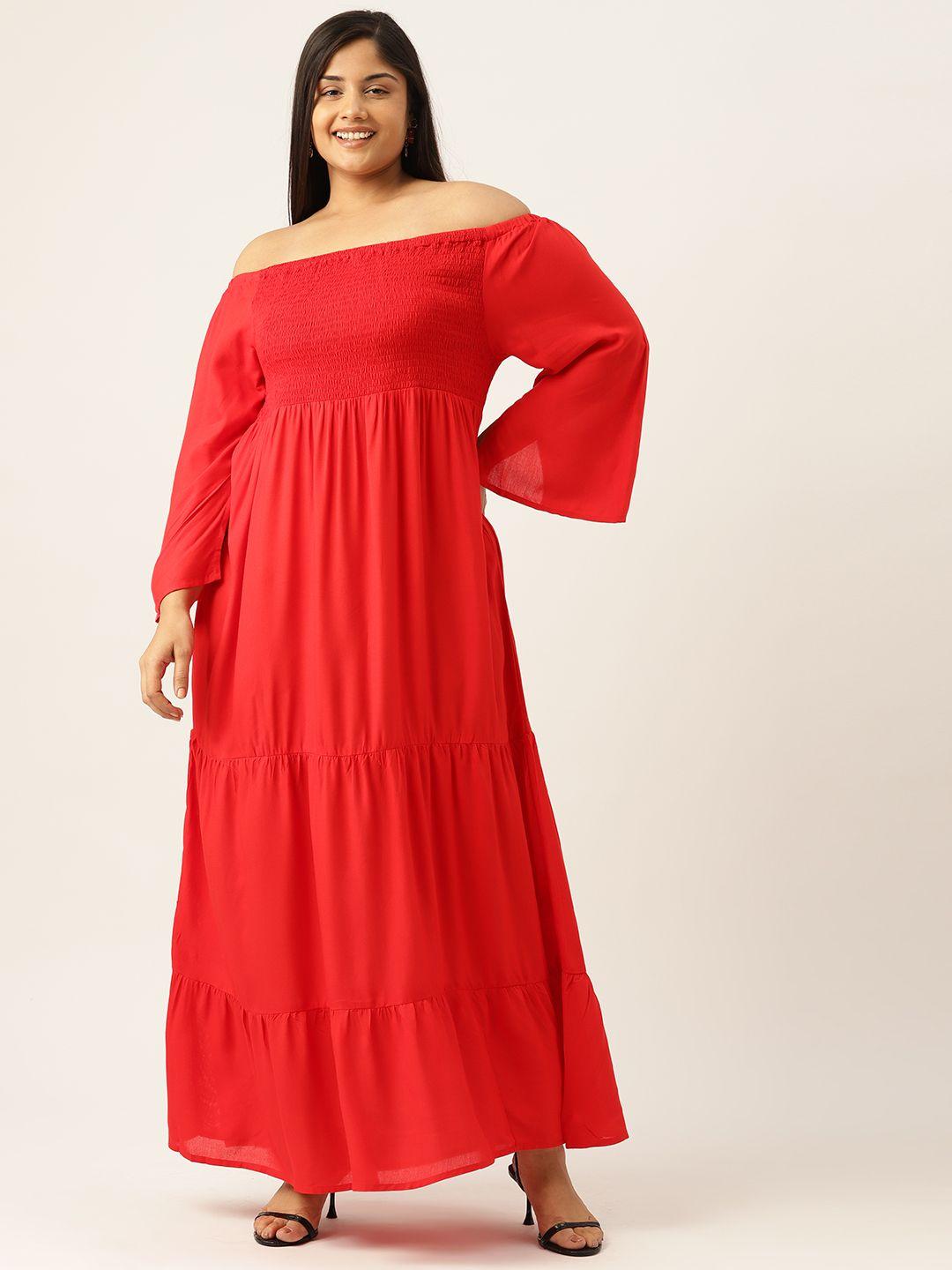 therebelinme off-shoulder fit & flare midi dress