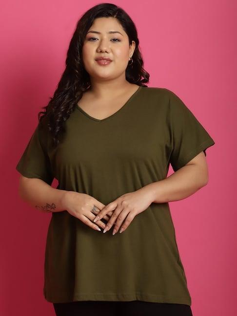 therebelinme olive cotton plus size t-shirt