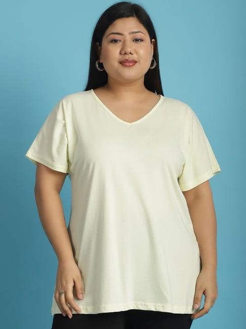 therebelinme pale yellow cotton plus size t-shirt