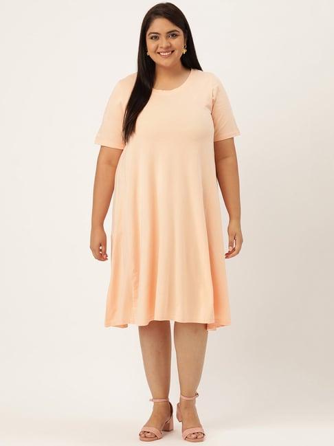 therebelinme peach midi a line dress