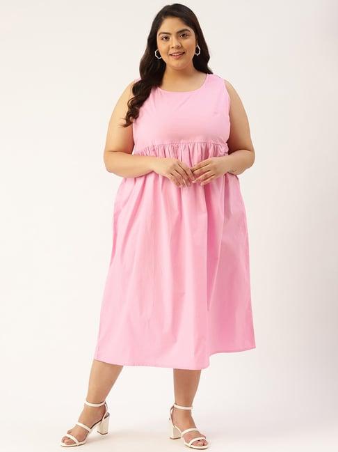 therebelinme pink cotton midi dress