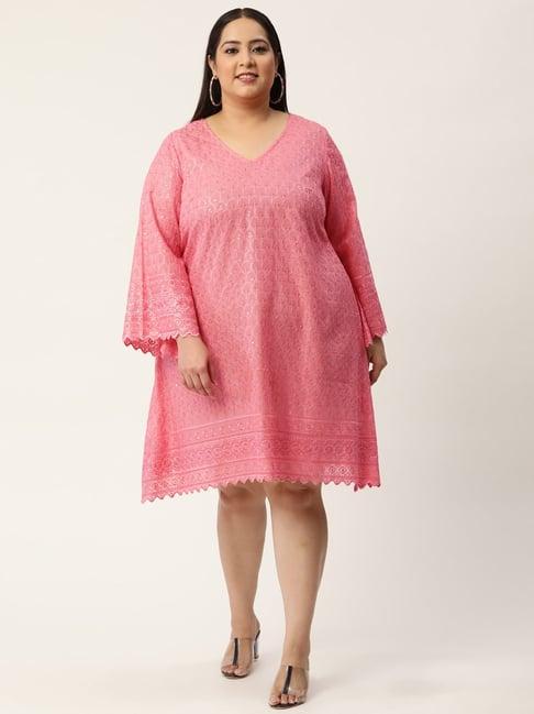 therebelinme pink embellished a line dress