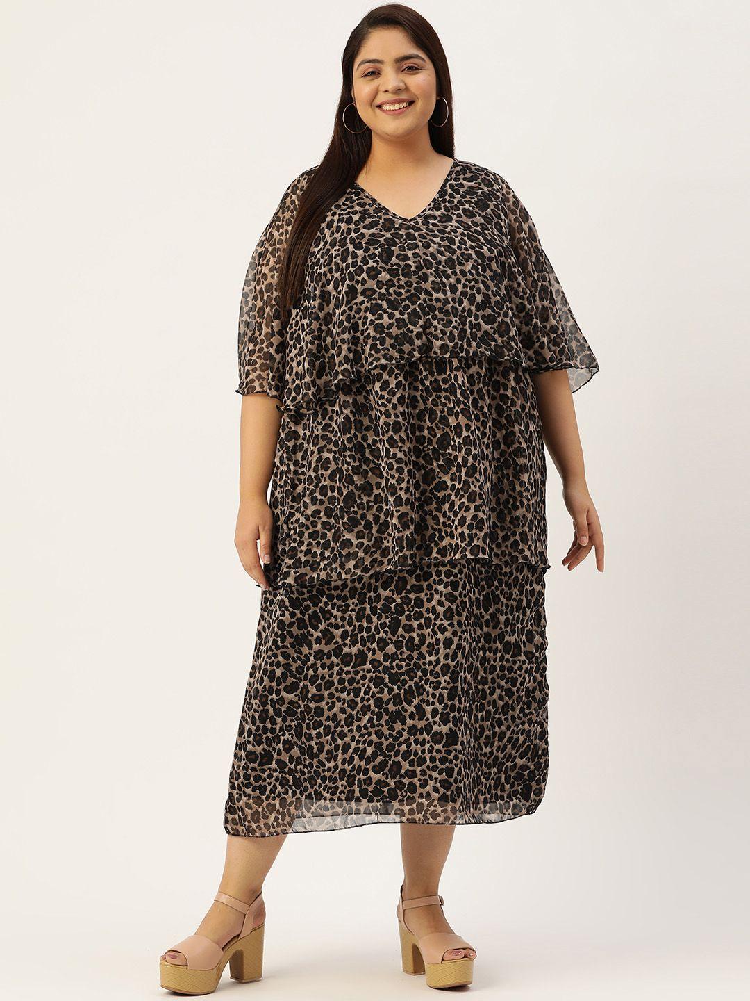 therebelinme plus size animal printed layered maxi dress