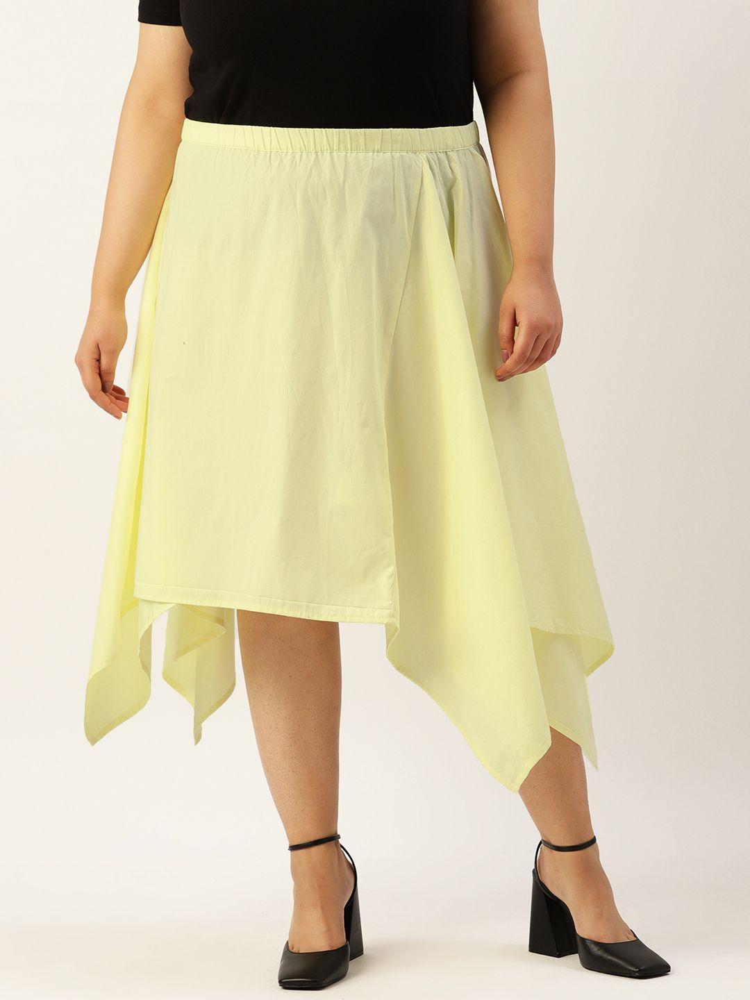 therebelinme plus size asymmetrical midi pure cotton skirt