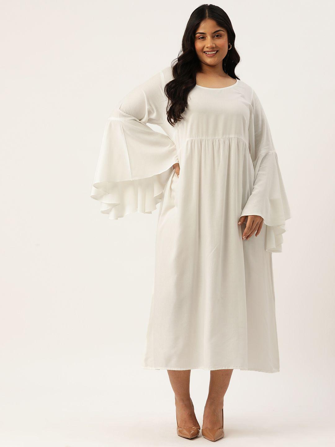 therebelinme plus size bell sleeve a-line midi dress