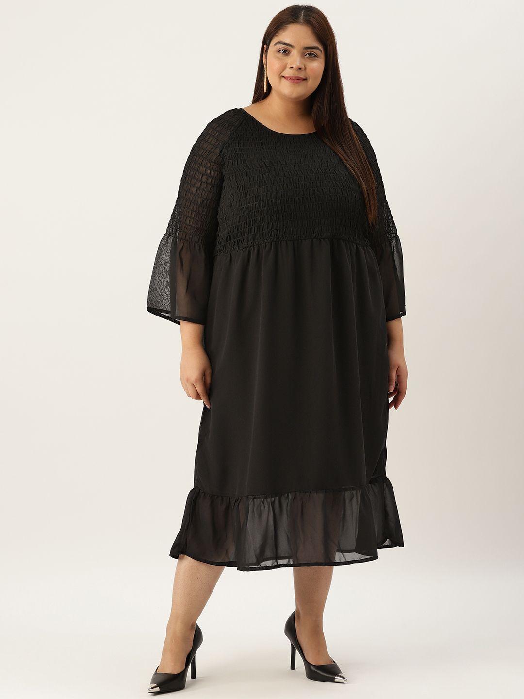 therebelinme plus size bell sleeve a-line midi dress