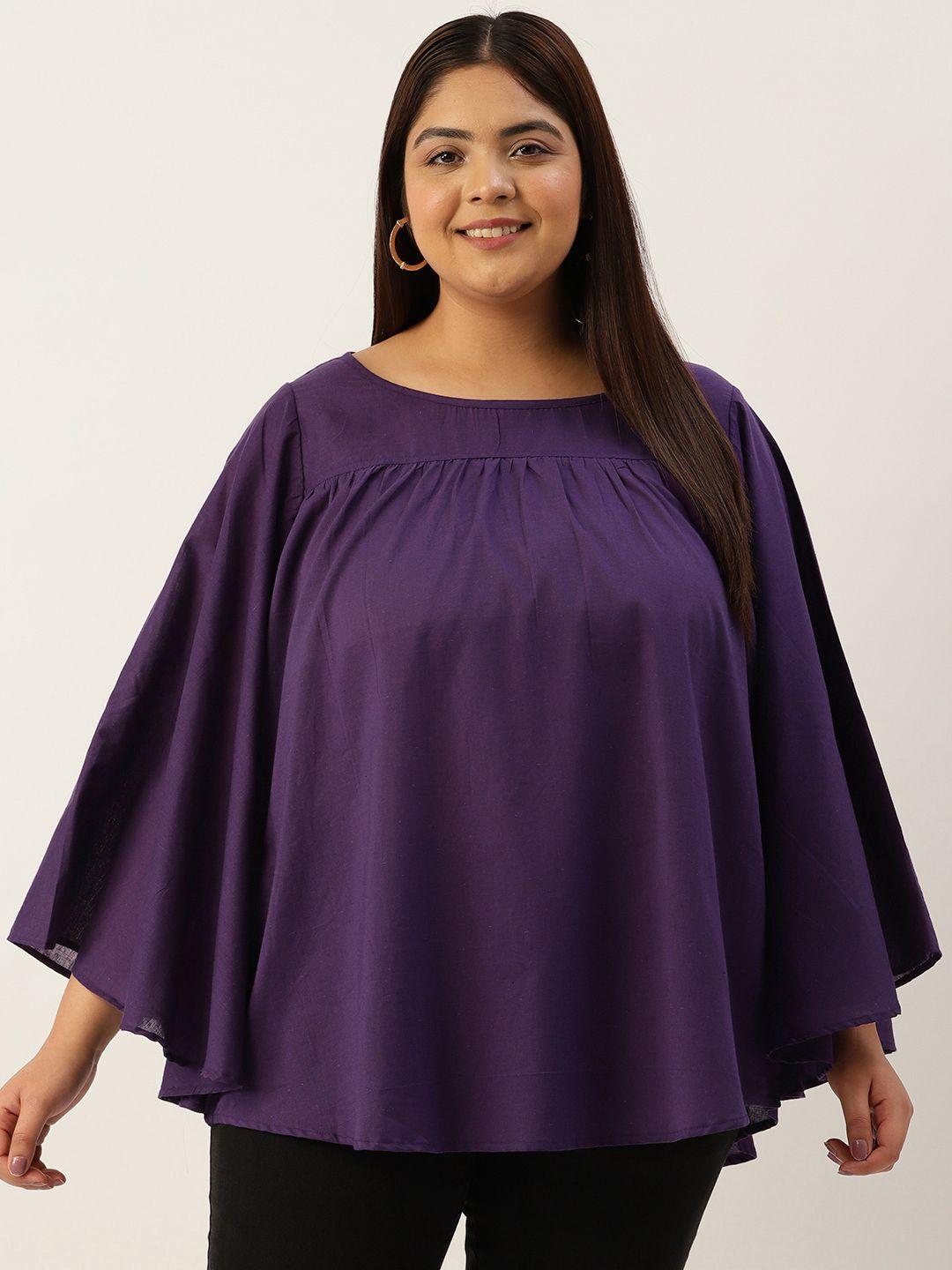 therebelinme plus size boat neck flared sleeves pure cotton top