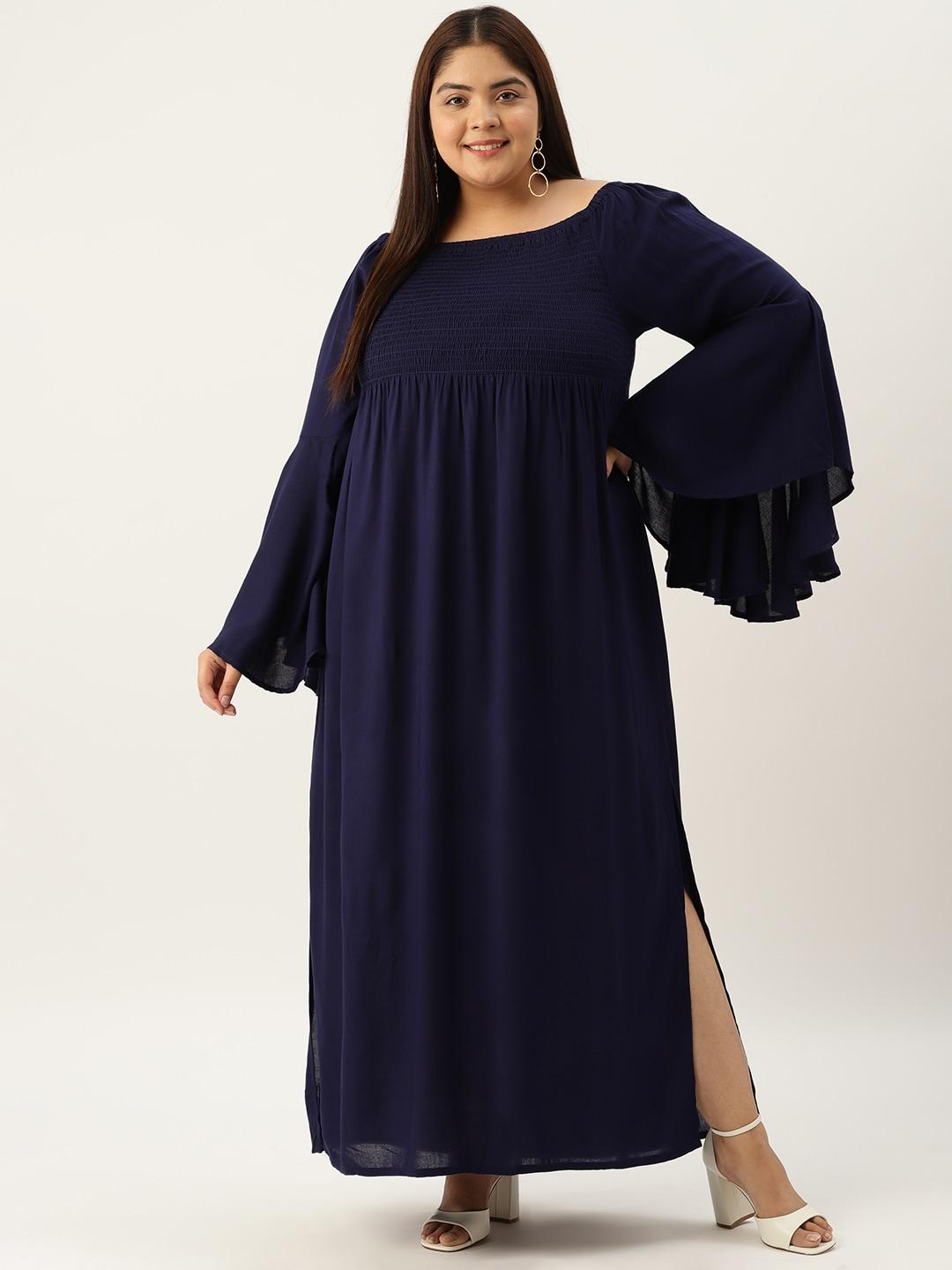 therebelinme plus size flared sleeves a-line maxi dress