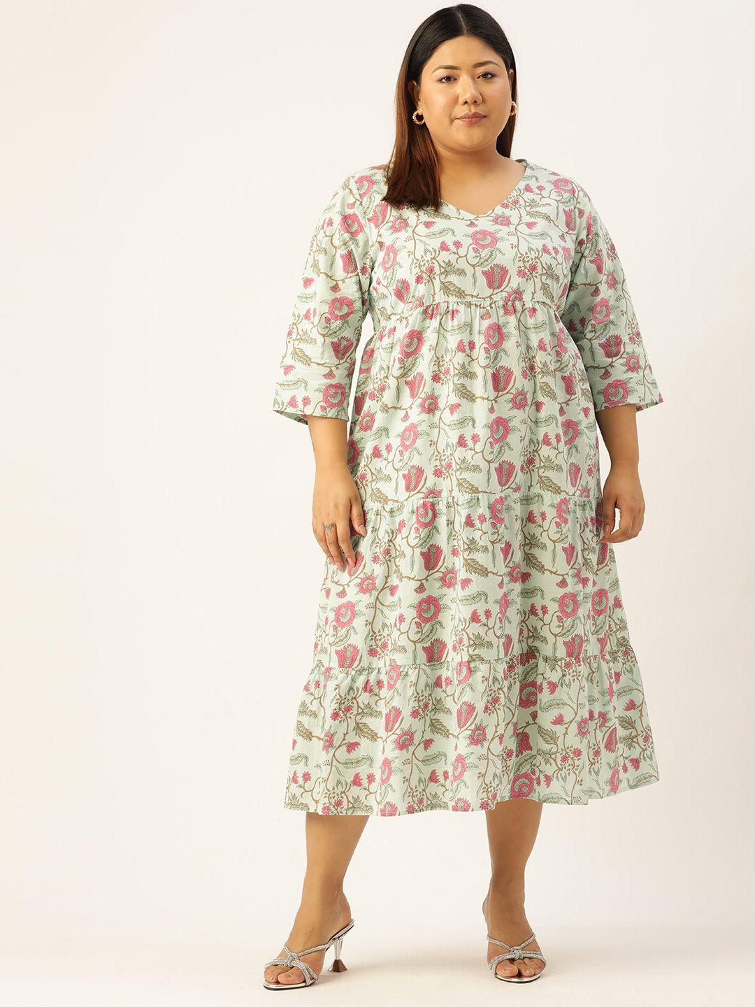 therebelinme plus size floral a-line midi dress