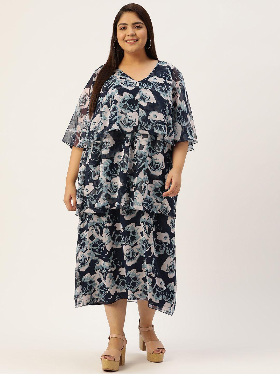 therebelinme plus size floral printed layered maxi dress