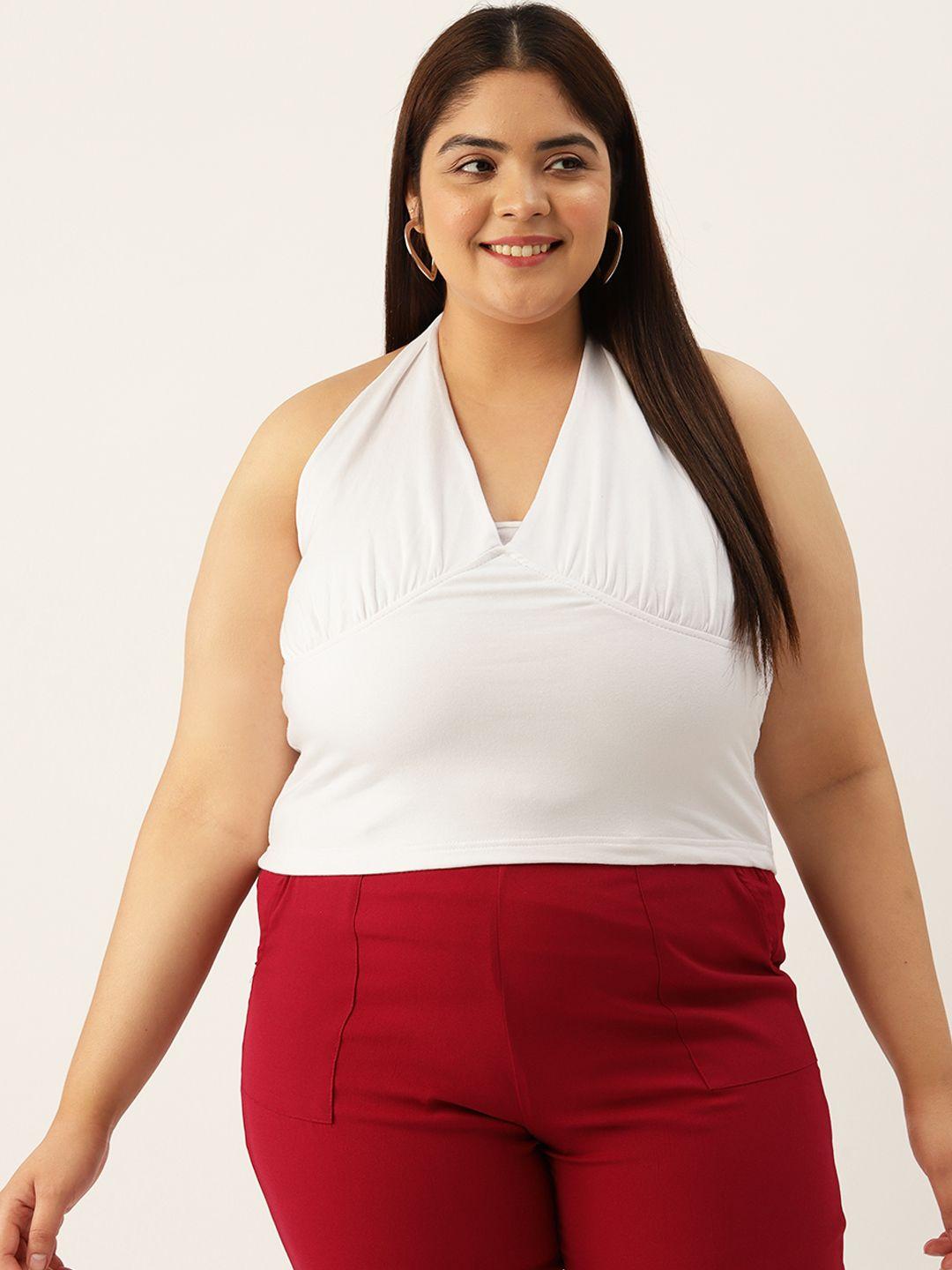 therebelinme plus size halter neck cotton crop top