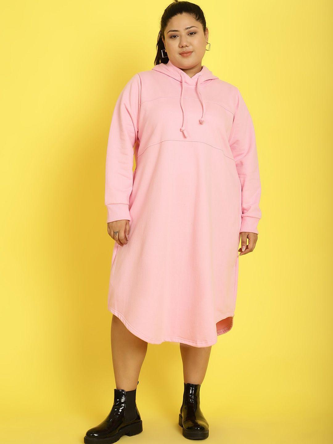 therebelinme plus size hooded cotton t-shirt midi dress