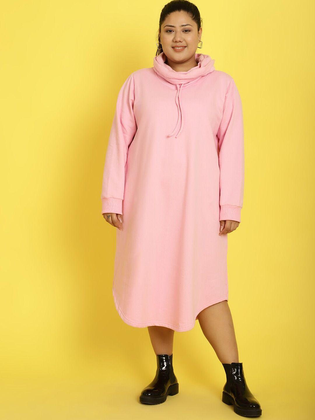 therebelinme plus size hooded cotton t-shirt midi dress