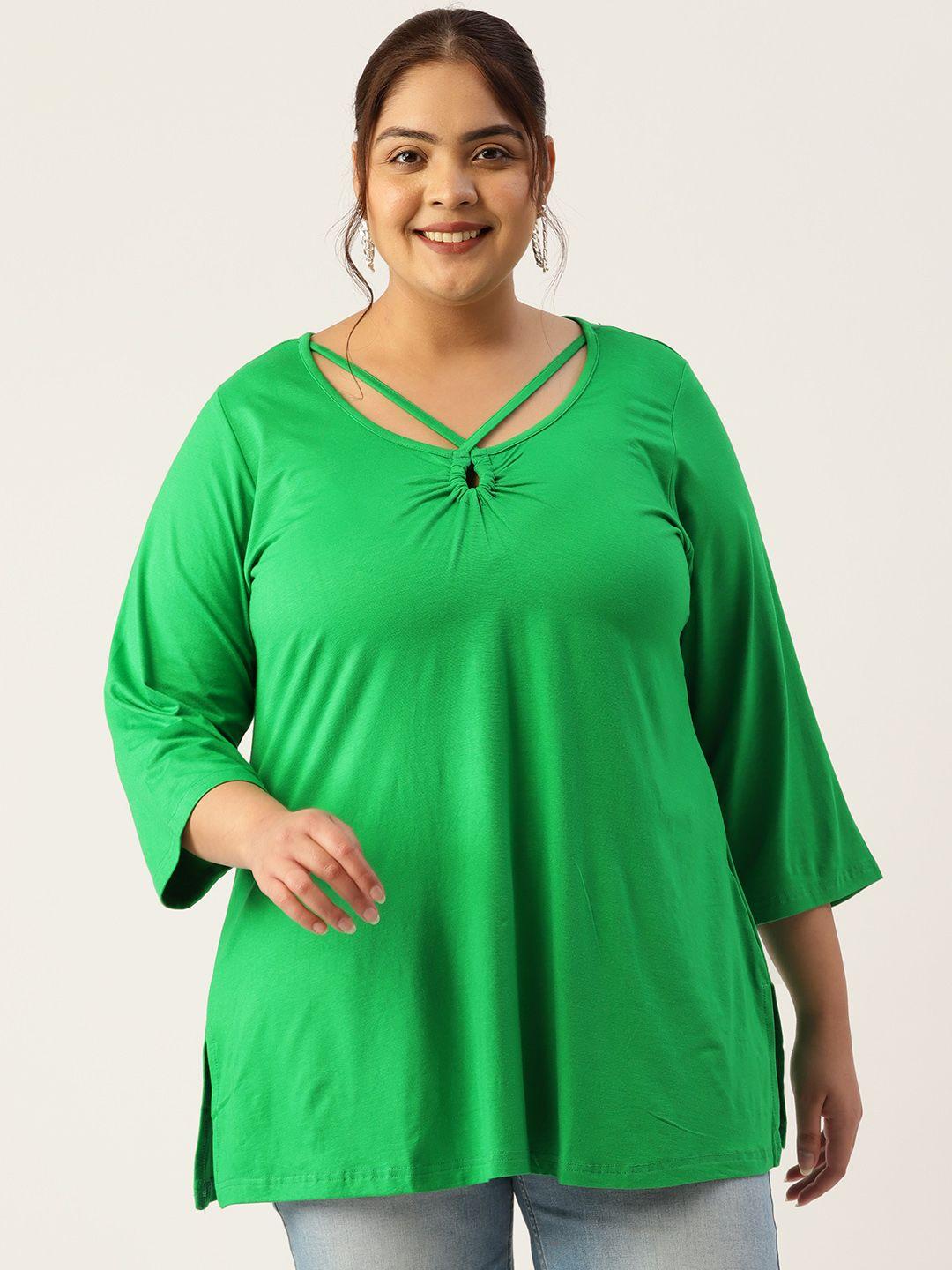 therebelinme plus size keyhole neck longline top