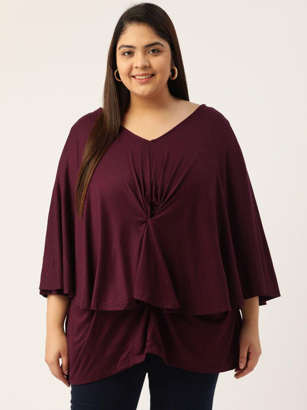 therebelinme plus size maroon layered cape top