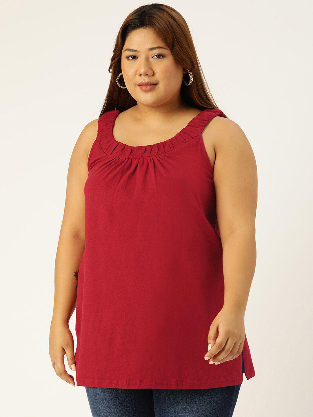 therebelinme plus size maroon solid longline top