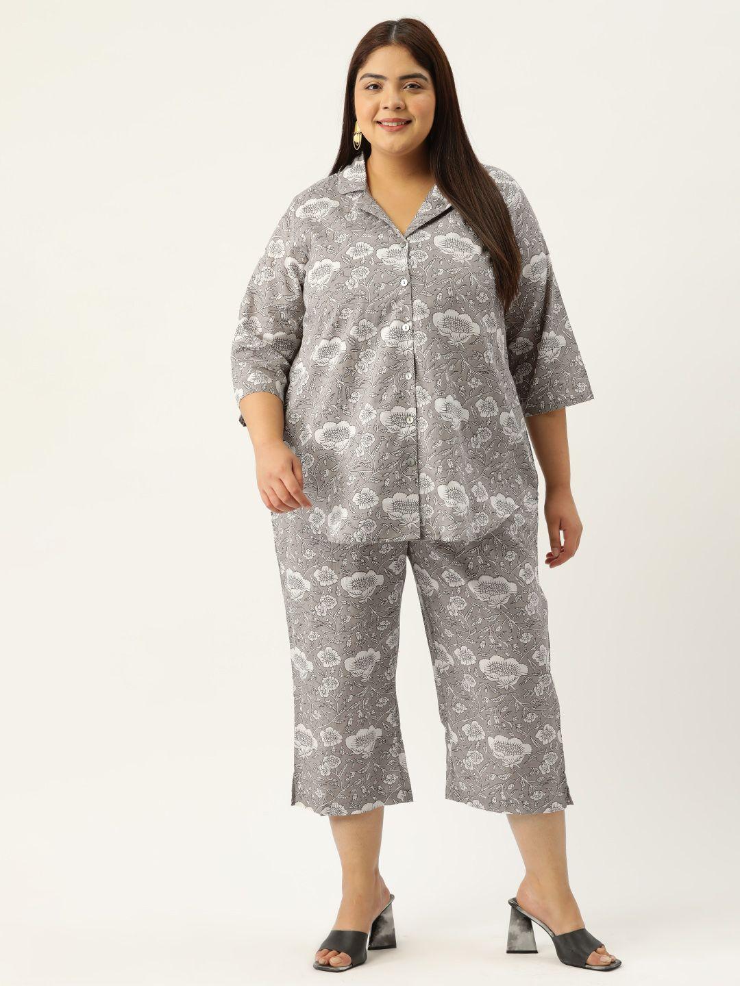 therebelinme plus size printed cotton shirt with capris