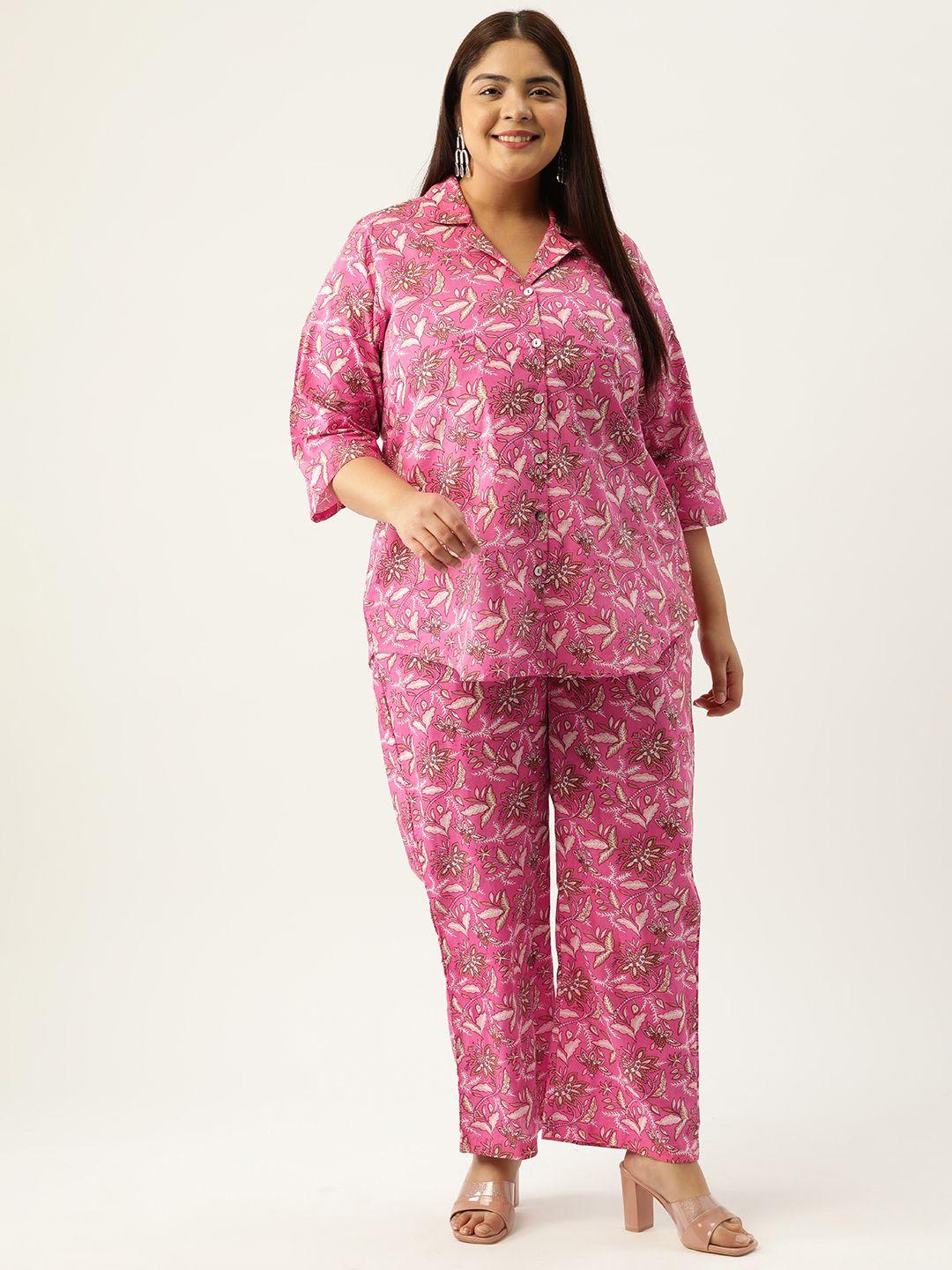therebelinme plus size printed cotton shirt with trousers