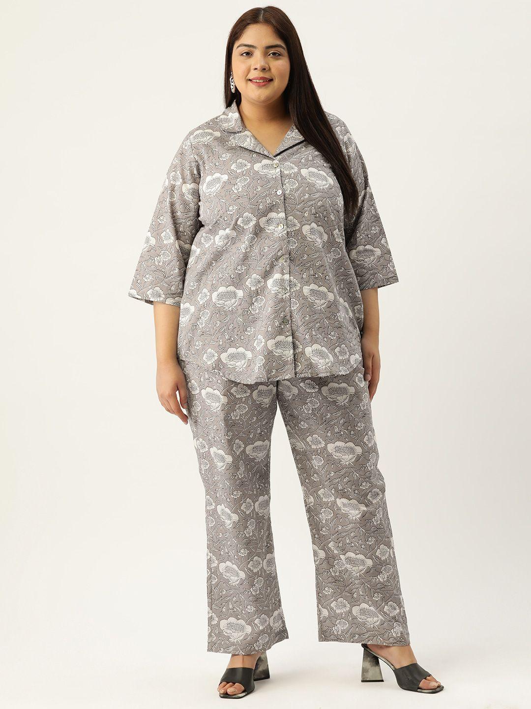 therebelinme plus size printed cotton shirt with trousers