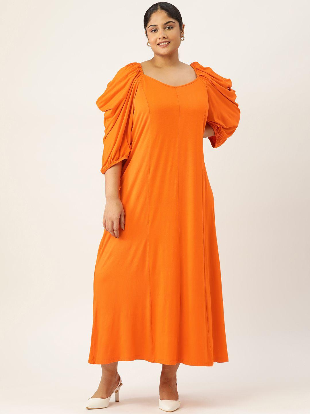 therebelinme plus size puff sleeve a-line maxi dress