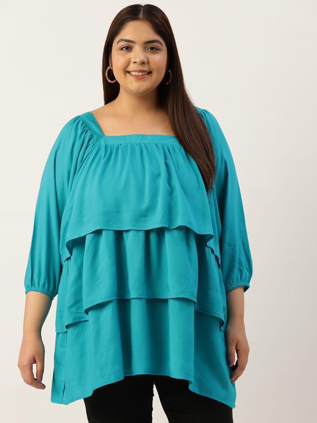 therebelinme plus size puff sleeves layered longline top