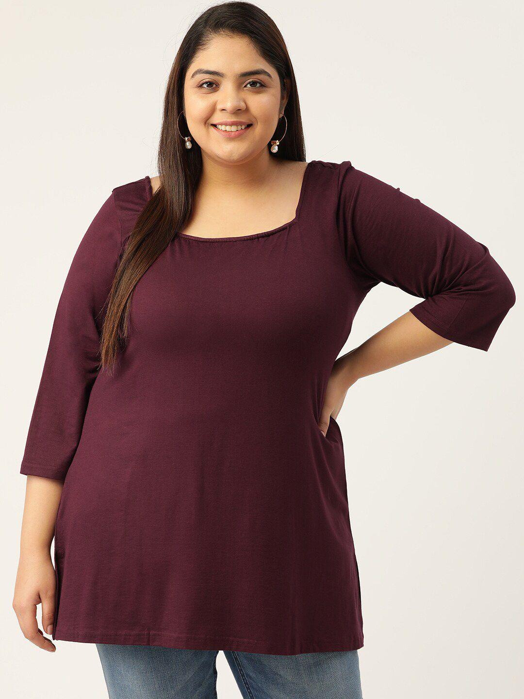 therebelinme plus size purple solid a-line top