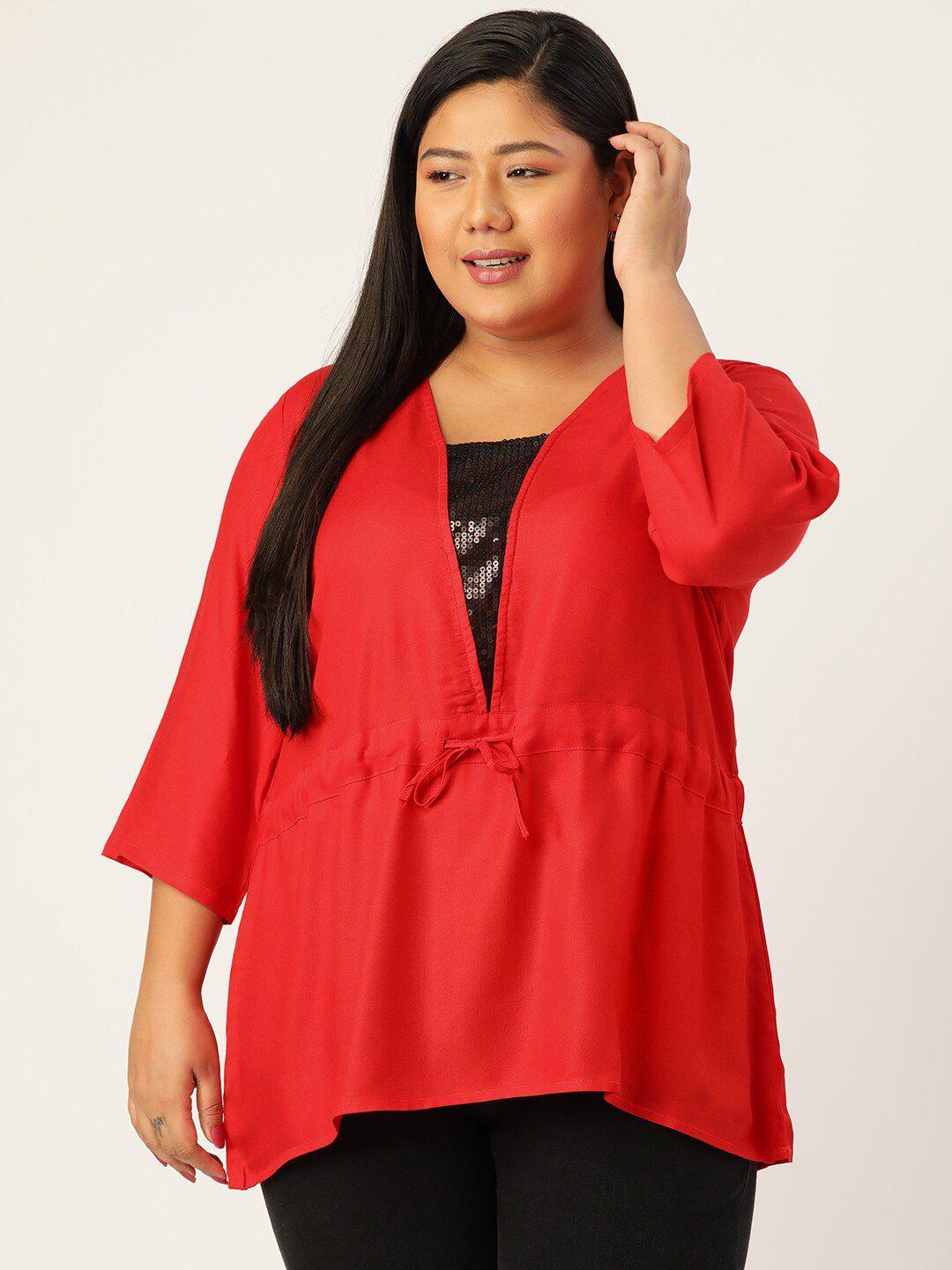 therebelinme plus size red sequin top