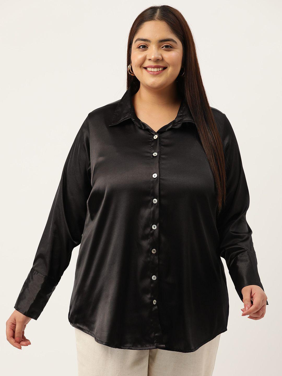 therebelinme plus size relaxed satin longline party shirt